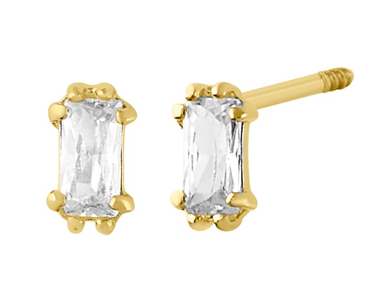 Recto doble uña baguette 3x1.5mm cz blanco