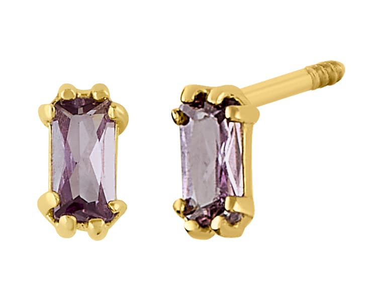 Recto doble uña baguette 3x1.5mm cz amatista / Double baguette claw 3x1.5mm amethyst cz - Vaciado / Casting - Pulido / High Polish - Circonia / Zirconia - Rectos Circonia (Rectos/Biselados) / Cubic Zirconia (Bezel/Round)