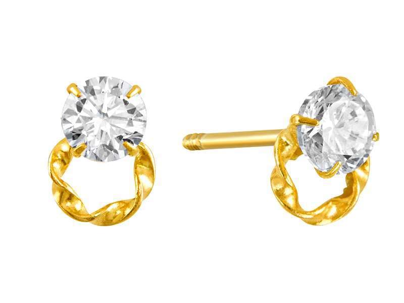 Bisel Torcido con Cz 3mm / Twist Ring Round 3mm Cz - Troquelado / Stamping - Pulido / High Polish - Circonia / Zirconia  - Rectos Circonia (Rectos/Biselados) / Cubic Zirconia (Bezel/Round)