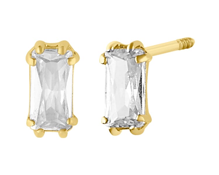 Recto doble uña baguette 4x2mm cz blanco / Double baguette claw 4x2mm white cz - Vaciado / Casting - Pulido / High Polish - Circonia / Zirconia - Rectos Circonia (Rectos/Biselados) / Cubic Zirconia (Bezel/Round)