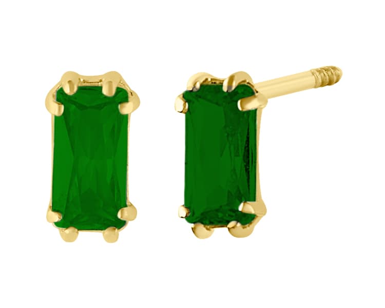Recto doble uña baguette 4x2mm cz verde / Double baguette claw 4x2mm green cz - Vaciado / Casting - Pulido / High Polish - Circonia / Zirconia - Rectos Circonia (Rectos/Biselados) / Cubic Zirconia (Bezel/Round)