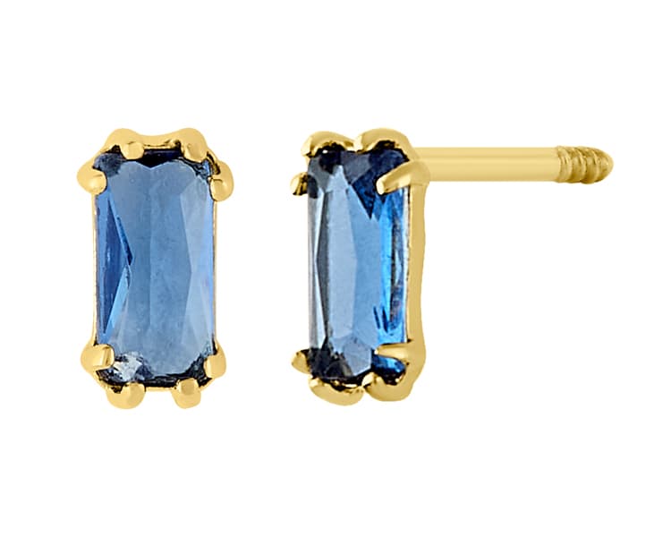 Recto doble uña baguette 4x2mm cz azul