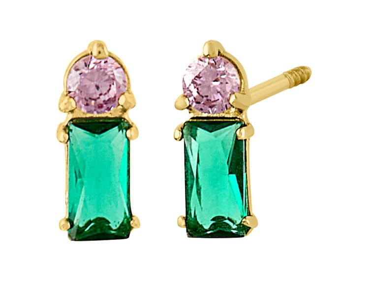 Doble baguette vertical y rd / Double vertical baguette and round - Vaciado / Casting - Pulido / High Polish - Circonia / Zirconia - Rectos Circonia (Rectos/Biselados) / Cubic Zirconia (Bezel/Round)