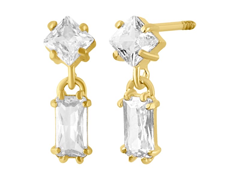 Doble cuadrado colgante / Double hanging square - Vaciado / Casting - Pulido / High Polish - Circonia / Zirconia - Rectos Circonia (Rectos/Biselados) / Cubic Zirconia (Bezel/Round)