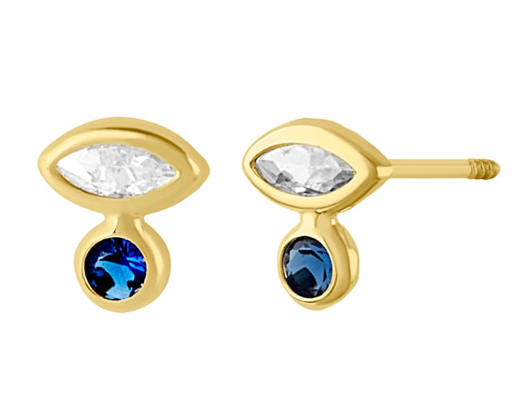 Marquise horizontal redonda biseles color / Marquise horizontal round bevels color - Troquelado / Stamping - Pulido / High Polish - Circonia / Zirconia - Rectos Circonia (Rectos/Biselados) / Cubic Zirconia (Bezel/Round)