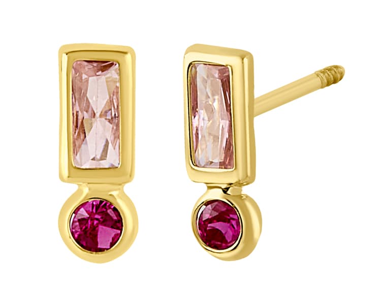 Rectángulo redondo biseles color / Round rectangle bevels color - Troquelado / Stamping - Pulido / High Polish - Circonia / Zirconia - Rectos Circonia (Rectos/Biselados) / Cubic Zirconia (Bezel/Round)