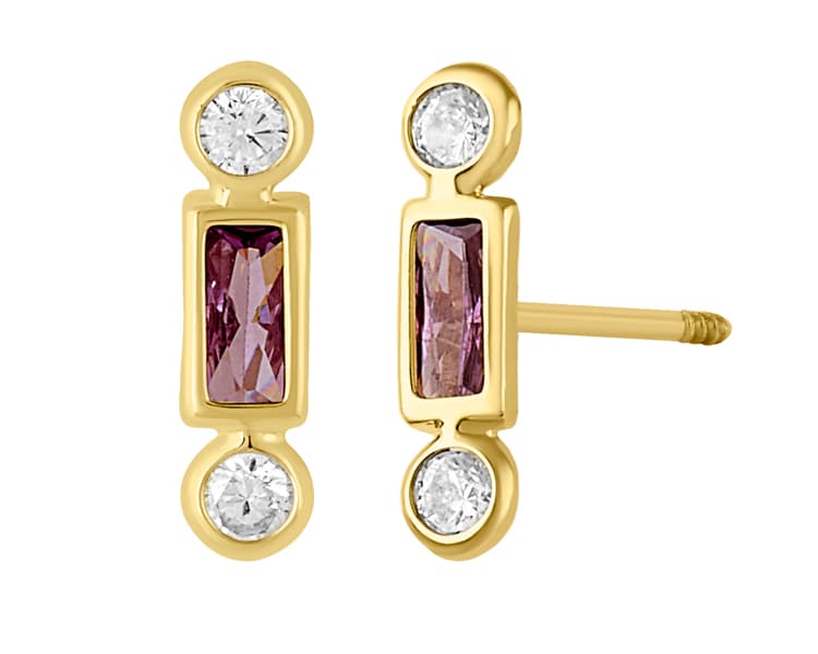 Rectágulo redondo doble biseles color / Round rectangle double bevels color - Troquelado / Stamping - Pulido / High Polish - Circonia / Zirconia - Rectos Circonia (Rectos/Biselados) / Cubic Zirconia (Bezel/Round)