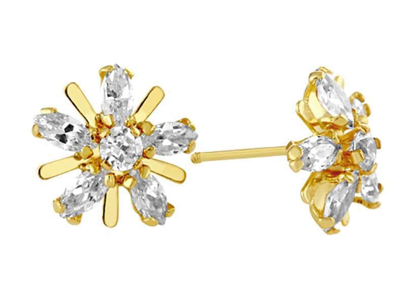 Flor Marquise con Piedra Al Centro / Marquise Flower Cubic Zirconia - Troquelado / Stamping - Pulido / High Polish - Circonia / Zirconia - Flores / Flowers