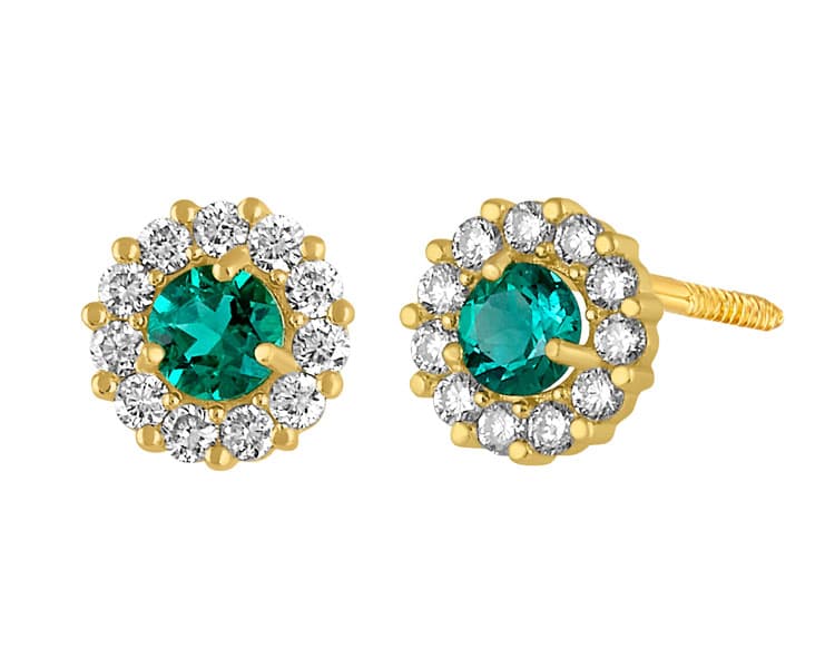 RD Esmeralda LG con Halo LGD (0.20 TCW / RD Emerald LG with LGD Halo (0.20 TCW) - Vaciado / Casting - Pulido / High Polish - Esmeralda / Diamante / Esmerald / Diamond - Rectos (Rectos/Biselados) / Cubic (Bezel/Round)