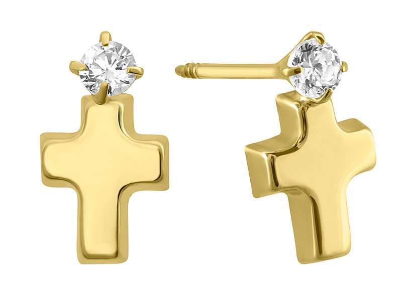 Cruz Basic con Circonia 2mm / Basic Cross with Cz - Troquelado / Stamping - Pulido / High Polish - Circonia / Zirconia  - Religiosos / Religious