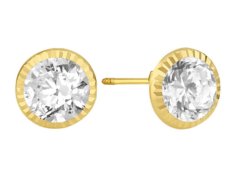 Recto Redondo 6mm Bisel Diamantado / Round Cubic Zirconia 6mm Diamond Cut Bezel - Troquelado / Stamping - Diamantado / Diamond Cut - Circonia / Zirconia - Rectos Circonia (Rectos/Biselados) / Cubic Zirconia (Bezel/Round)