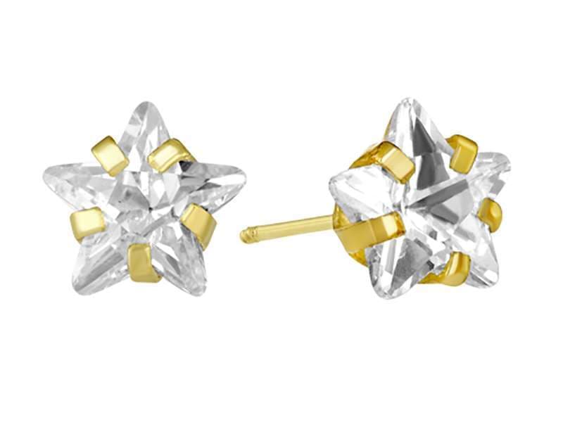 Recto Estrella 6X6 mm / Cubic Zirconia Star 6X6mm - Troquelado / Stamping - Pulido / High Polish - Circonia / Zirconia  - Rectos Circonia (Rectos/Biselados) / Cubic Zirconia (Bezel/Round)