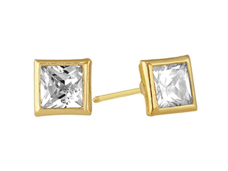 Recto Cuadrado Biselado 4X4mm / Square Cubic Zirconia 4X4mm Bezel - Troquelado / Stamping - Pulido / High Polish - Circonia / Zirconia  - Rectos Circonia (Rectos/Biselados) / Cubic Zirconia (Bezel/Round)