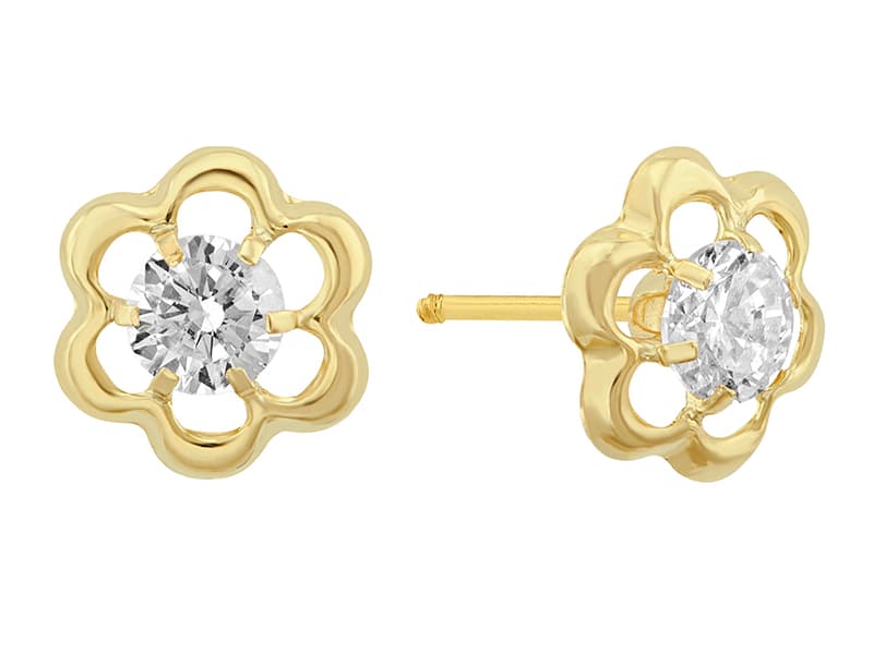 Roseta Francesa Grande / Rosette Flower Large - Troquelado / Stamping - Pulido / High Polish - Circonia / Zirconia - Flores / Flowers