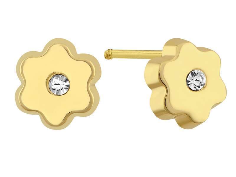 Flor Basic con Piedra Al Centro / Basic Flower with Center Cz - Troquelado / Stamping - Pulido / High Polish - Circonia / Zirconia - Flores / Flowers