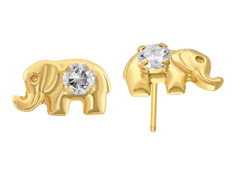 Elefante con Circonia / Elephant W / Cz - Troquelado / Stamping - Pulido / High Polish - Circonia / Zirconia - Animales / Animals