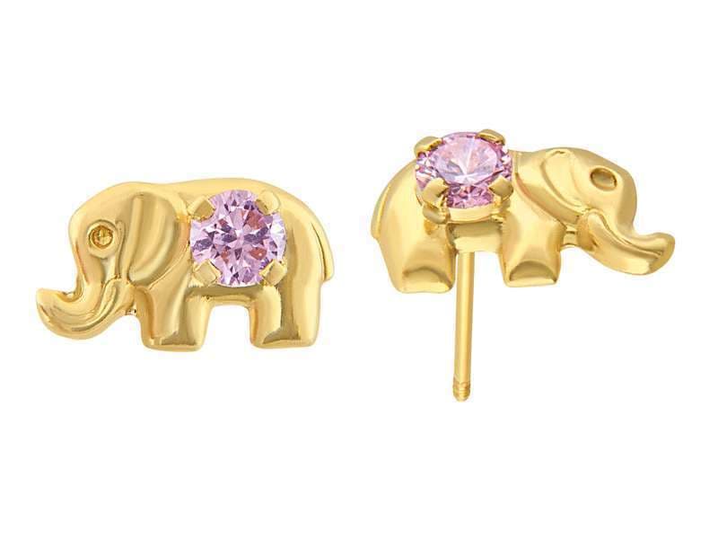 Elefante con Circonia Rosa / Elephant W / Cz Pink - Troquelado / Stamping - Pulido / High Polish - Circonia / Zirconia - Animales / Animals
