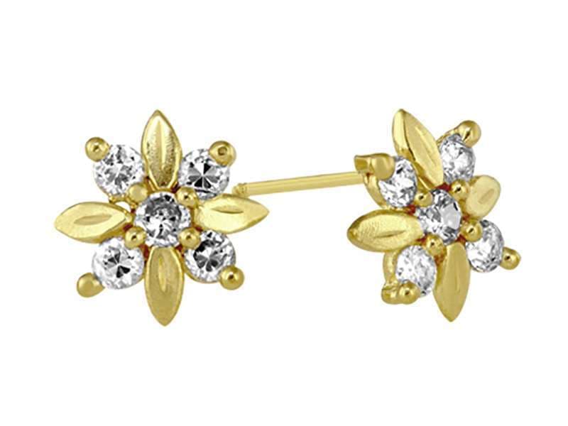 Flor con 4 Hojas / Flower 4 Leaves - Vaciado / Casting - Pulido / High Polish - Circonia / Zirconia  - Flores / Flowers