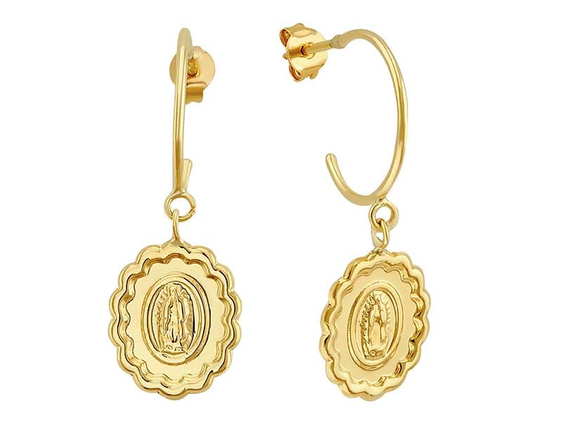 Media Arracada Con Virgen / Half Hoop With Virgen - Troquelado / Stamping - Pulido / High Polish - N/A / N/A - Religiosos / Religious