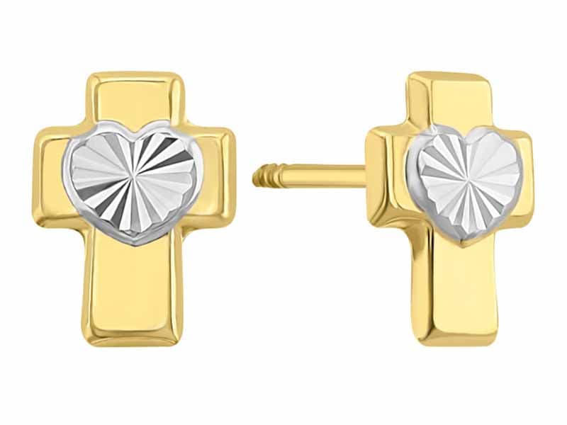 Cruz corazon blanco diamantado al centro / Cross diamondcut white heart center - Troquelado / Stamping - Diamantado / Diamond Cut - N/A / N/A - Religiosos / Religious
