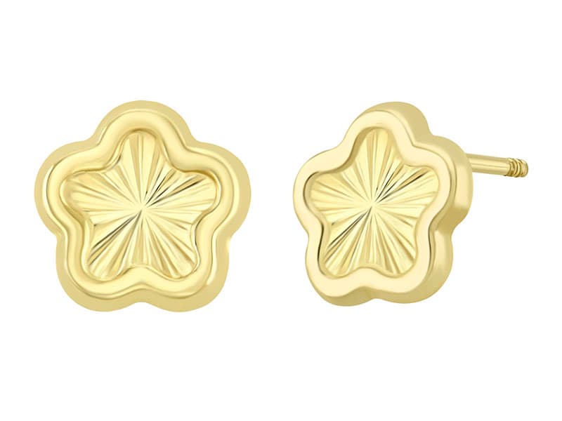 Flor efecto diamantado al centro / Diamond cut effect flower - Troquelado / Stamping - Pulido / High Polish - N/A / N/A - Flores / Flowers