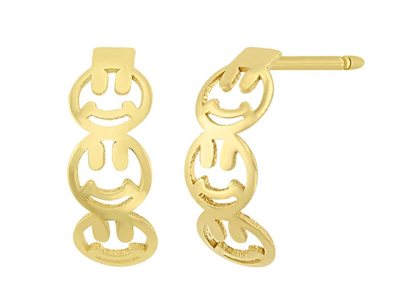 Happy face media arracada laser / Half huggie happy face - Laser / Laser - Pulido / High Polish - N/A / N/A - Otros / Others
