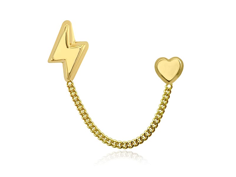 Doble con cadena rayo basic y corazón basic mini / Double with basic lightning chain and basic mini heart - Troquelado / Stamping - Pulido / High Polish - N/A / N/A - Otros / Others