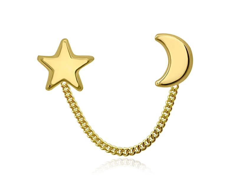 Doble con cadena estrella y luna basic mediana / Double with chain star and moon basic medium - Troquelado / Stamping - Pulido / High Polish - Circonia / Zirconia - Otros / Others