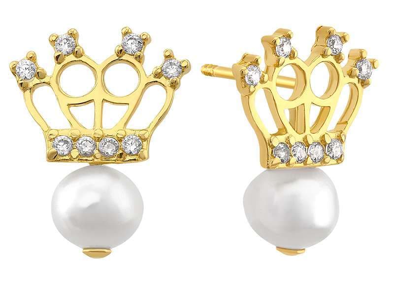 Corona con Perla Colgante / Crown with Dangling Pearl - Vaciado / Casting - Pulido / High Polish - Perla / Pearl  - Coronas / Crowns