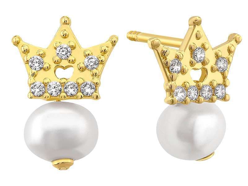 Corona con Perla Colgante / Crown with Dangling Pearl - Vaciado / Casting - Pulido / High Polish - Perla / Pearl  - Coronas / Crowns
