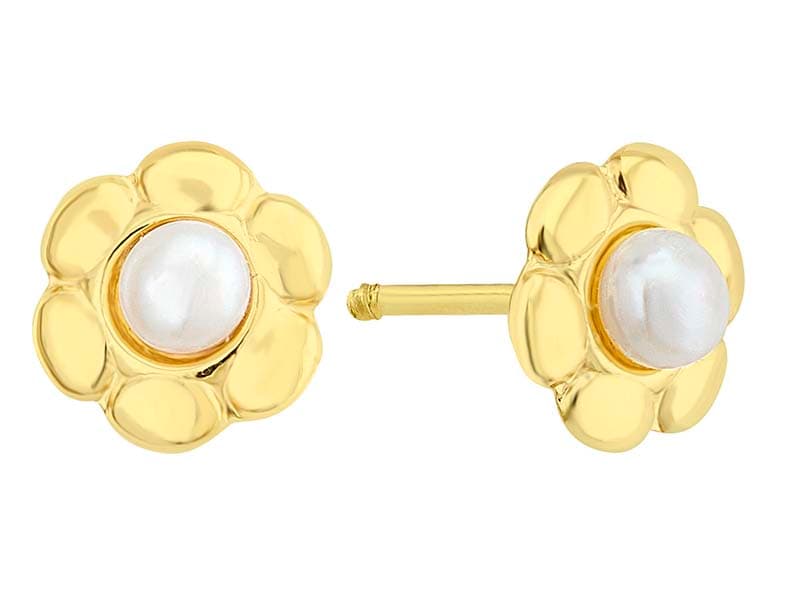 Flor centro con perla / Flower Center with Pearl - Troquelado / Stamping - Pulido / High Polish - Perla / Pearl - Flores / Flowers