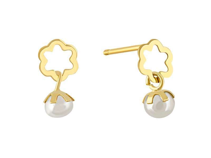 Flor Chica con Perla / Small Flower with Pearl - Láser / Laser - Pulido / High Polish - Perla / Pearl  - Flores / Flowers