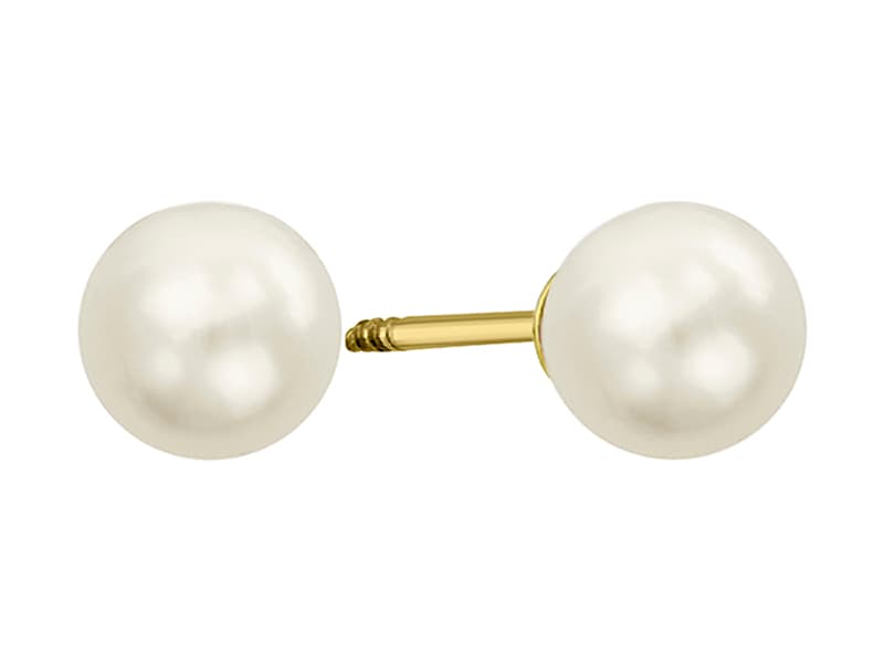 Perla 4.5mm / Round Pearl 4.5mm - Troquelado / Stamping - Pulido / High Polish - Perla / Pearl - Rectos Circonia (Rectos/Biselados) / Cubic Zirconia (Bezel/Round)