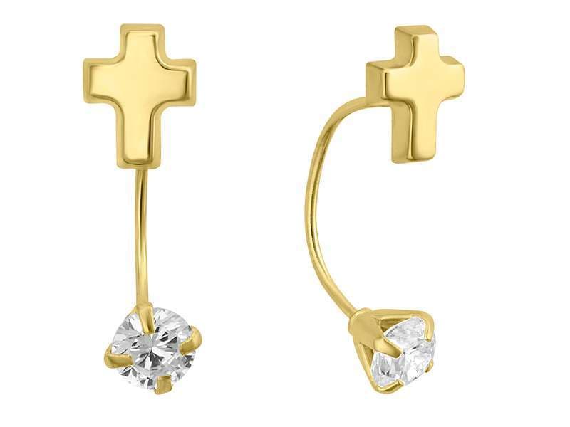 Curvo Cruz Basic / Basic Cross Telephone - Troquelado / Stamping - Pulido / High Polish - Circonia / Zirconia  - Religiosos / Religious