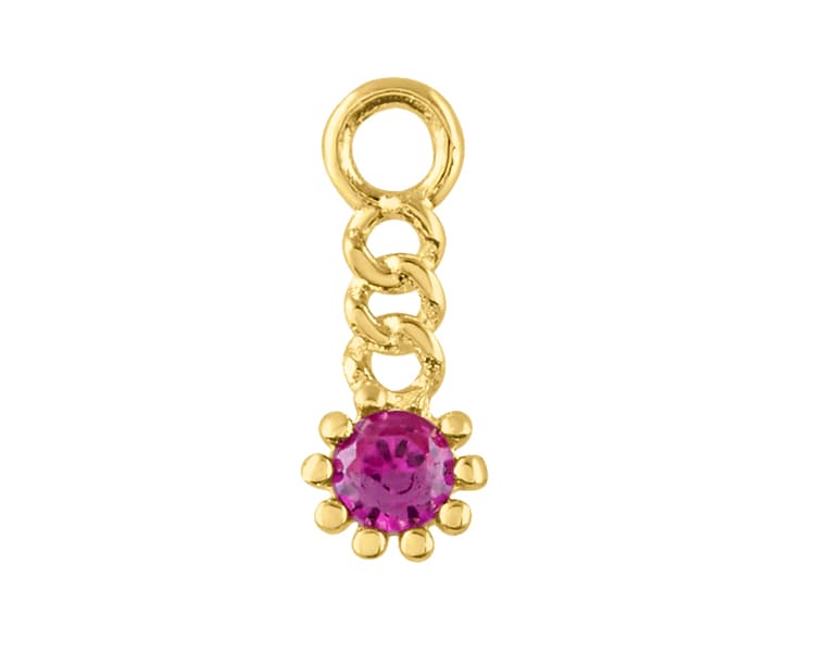 Cadena flor en charm recto / Flower chain in straight charm - Vaciado / Casting - Pulido / High Polish - Circonia / Zirconia - Flores / Flowers