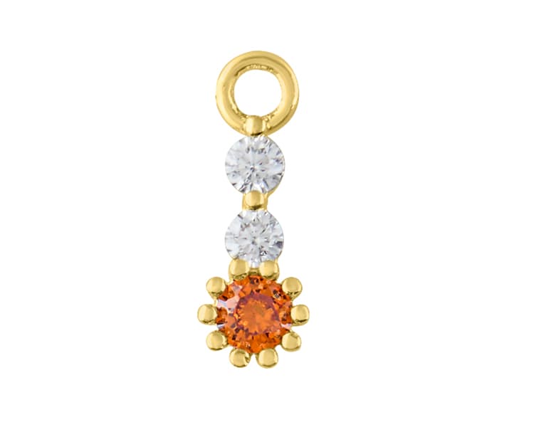 Doble circonia con flor en charm recto / Double zirconia with flower in straight charm - Vaciado / Casting - Pulido / High Polish - Circonia / Zirconia - Flores / Flowers