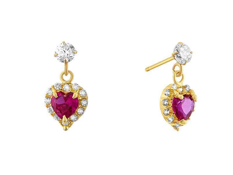 Corazón Colgante Rubí / Heart Cubic Zirconia Hanging Ruby - Vaciado / Casting - Pulido / High Polish - Circonia / Zirconia  - Corazones / Hearts