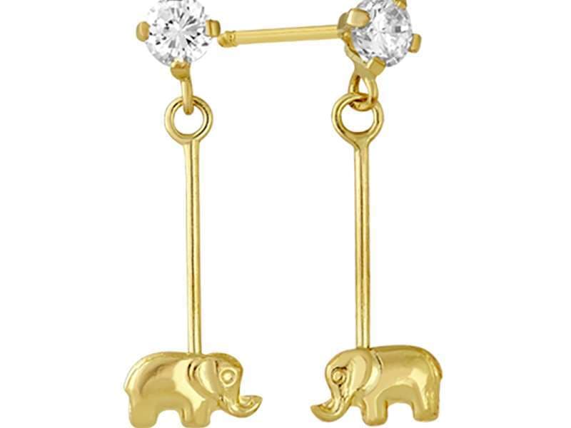 Elefante Colgante / Dangling Elephant - Troquelado / Stamping - Pulido / High Polish - Circonia / Zirconia  - Animales / Animals