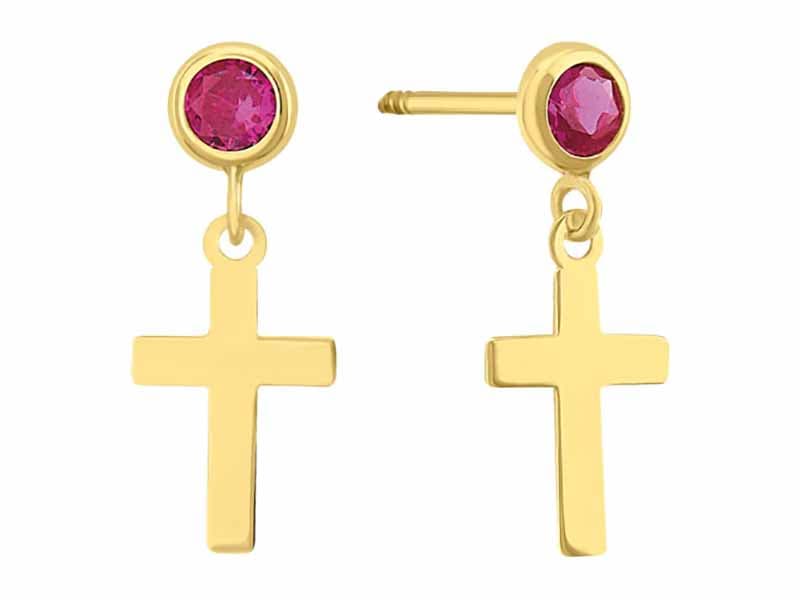 Colgante cruz simple / Cross simple pendant - Lser / Laser - Pulido / High Polish - Circonia / Zirconia - Religiosos / Religious