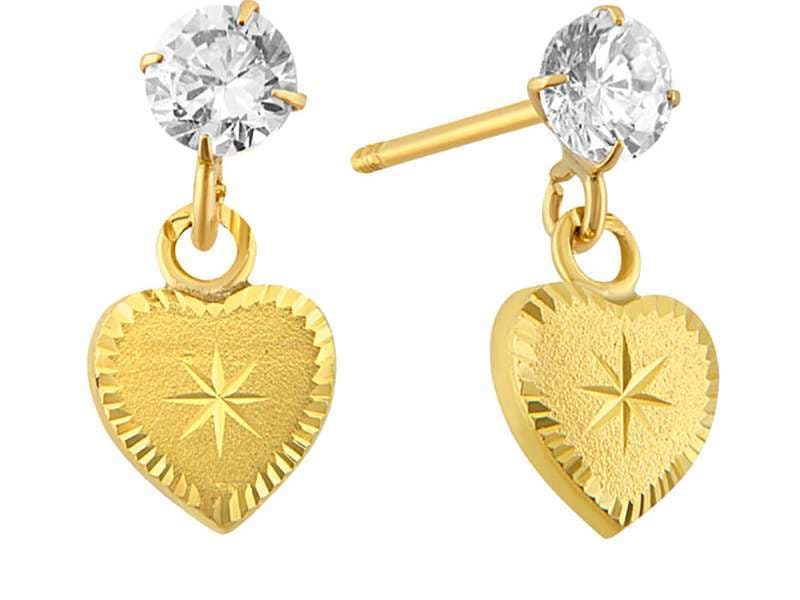 Corazón Colgante  / Dangling Heart  - Troquelado / Stamping - Diamantado / Diamond Cut - Circonia / Zirconia  - Corazones / Hearts
