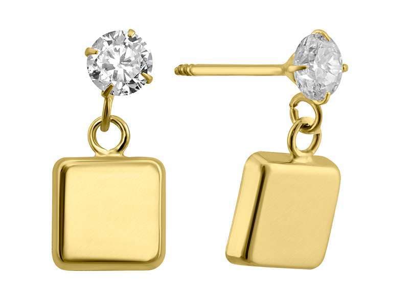 Cuadro Colgarnte con Circonia / Basic Square Dangling - Troquelado / Stamping - Pulido / High Polish - Circonia / Zirconia  - Otros / Others