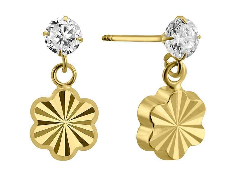 Flor Diamantado Colgante con Circonia / Diamond Cut Basic Flower Dangling - Troquelado / Stamping - Diamantado / Diamond Cut - Circonia / Zirconia  - Flores / Flowers