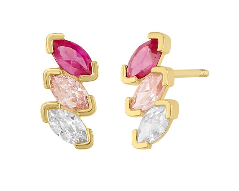 Triple marquise línea multicolor rosa / Triple marquise line pink multicolor - Vaciado / Casting - Pulido / High Polish - Circonia / Zirconia - Otros / Others
