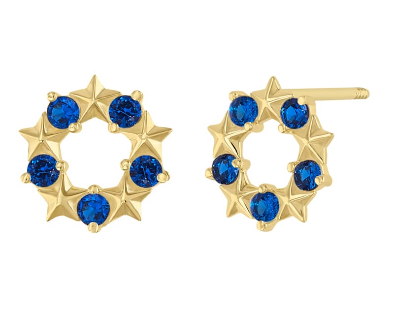 Círculo con detalle de estrellas zafiro / Circle with star detail sapphire - Vaciado / Casting - Pulido / High Polish - Circonia / Zirconia - Otros / Others