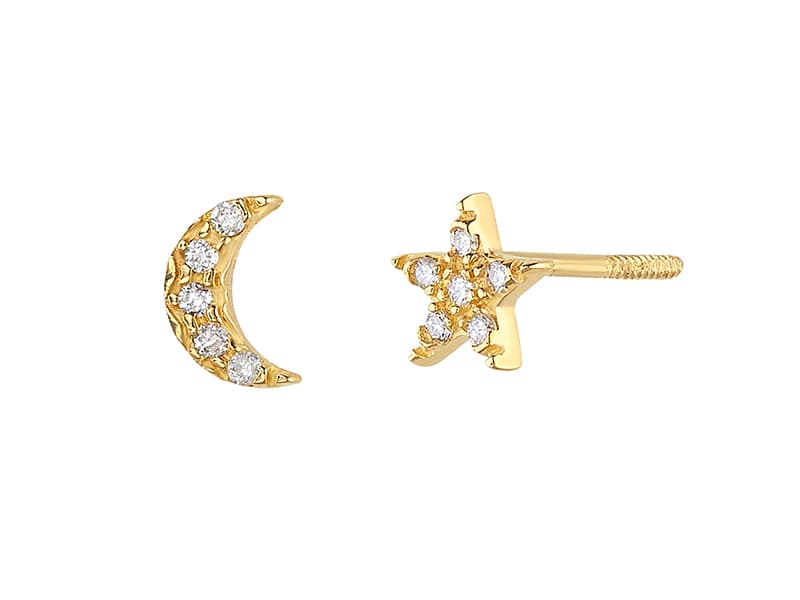 Luna y Estrella DIAMANTE 0.06 CT.TW. / Moon and Star DIAMOND 0.06 CT.TW. - Vaciado / Casting - Pulido / High Polish - Diamante / Diamond - Otros / Others