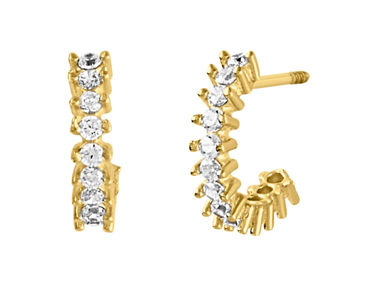 Arracada completa en C con 13 cz / Full C-hook earring with 13 cz - Vaciado / Casting - Pulido / High Polish - Circonia / Zirconia - Otros / Others