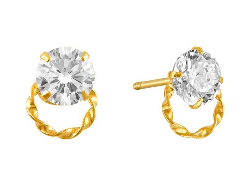 Bisel Torcido con Cz 4mm / Twist Ring Round 4mm Cz - Troquelado / Stamping - Pulido / High Polish - Circonia / Zirconia - Rectos Circonia (Rectos/Biselados) / Cubic Zirconia (Bezel/Round)
