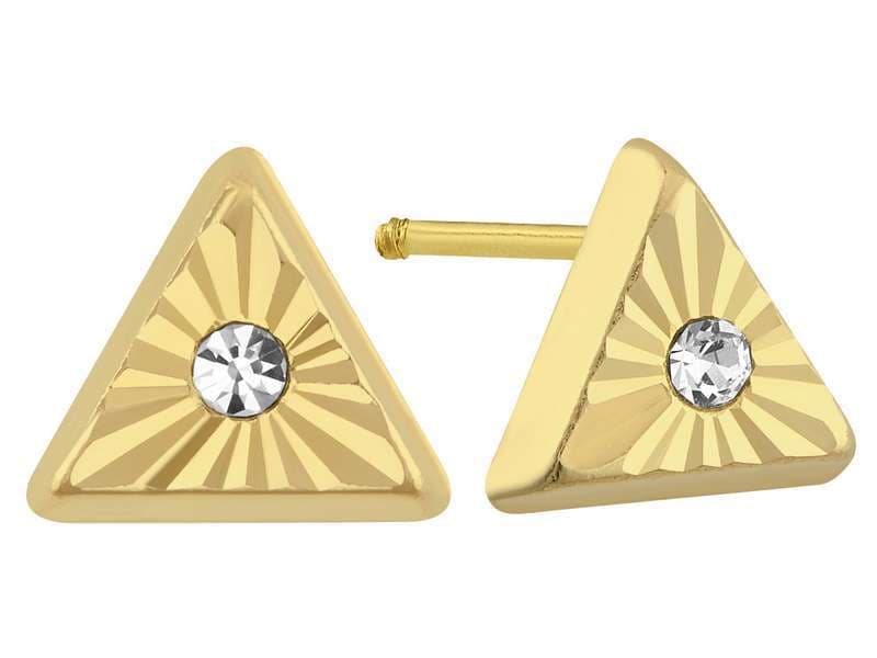 Triángulo Basic Diamantada con Piedra Al Centro / Diamond Cut Basic Triangle Center Cz - Troquelado / Stamping - Diamantado / Diamond Cut - Circonia / Zirconia - Otros / Others